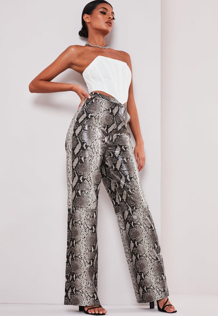 Sofia Richie x Missguided Brown Snake Print Faux Leather Pants