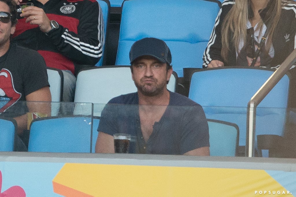 Gerard Butler watched the game from the stands.