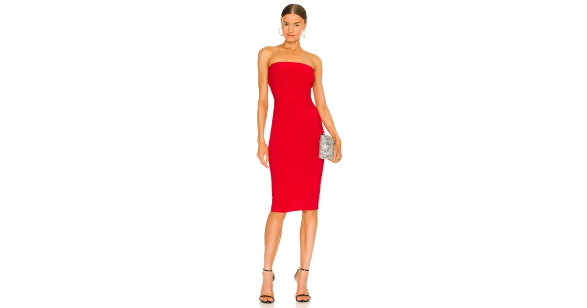 Norma Kamali x REVOLVE Strapless Dress to Knee Dress in Red | Sexy Red ...