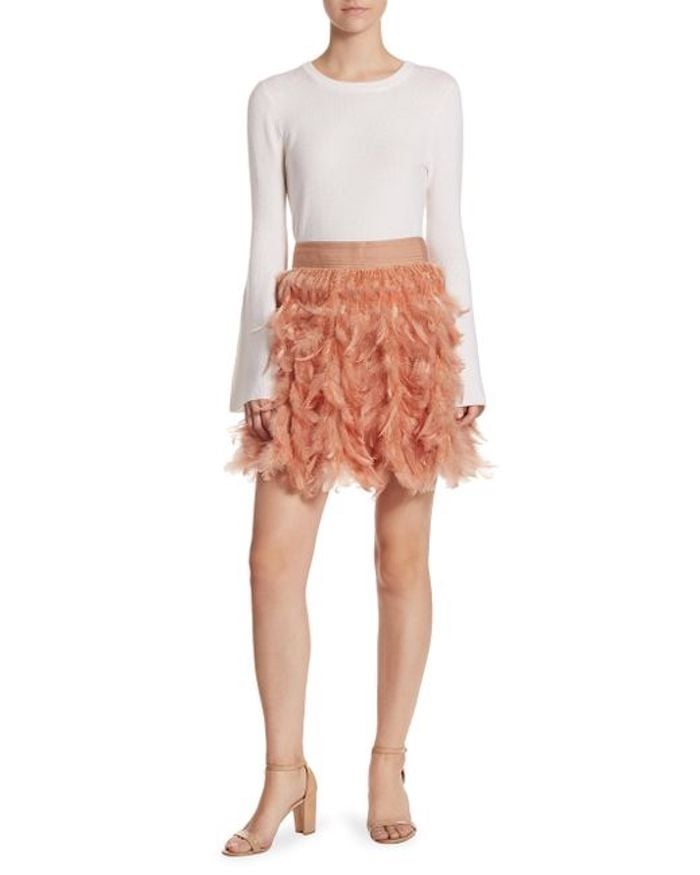 Alice + Olivia Cina Feather Skirt