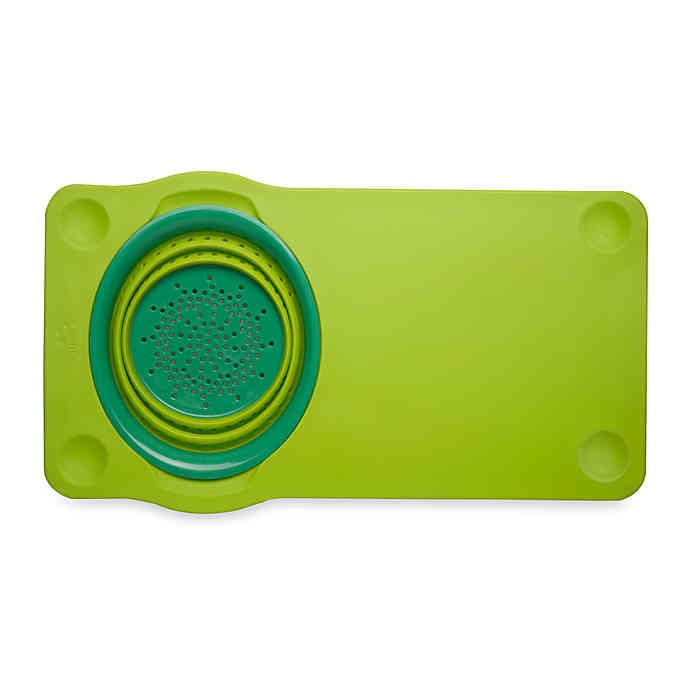 Squish Cutting Board With Collapsible Colander