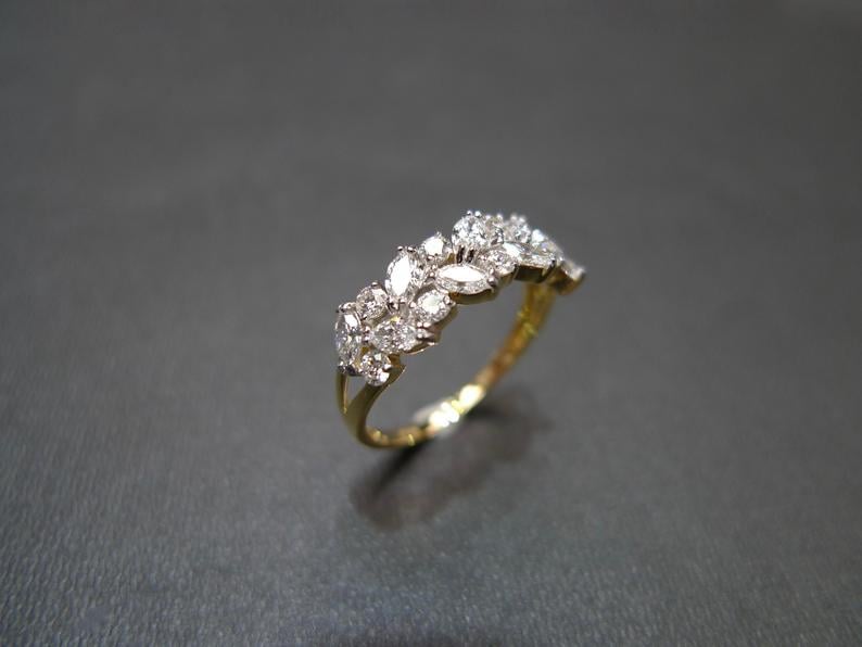 Two Rows Marquise Diamond Ring