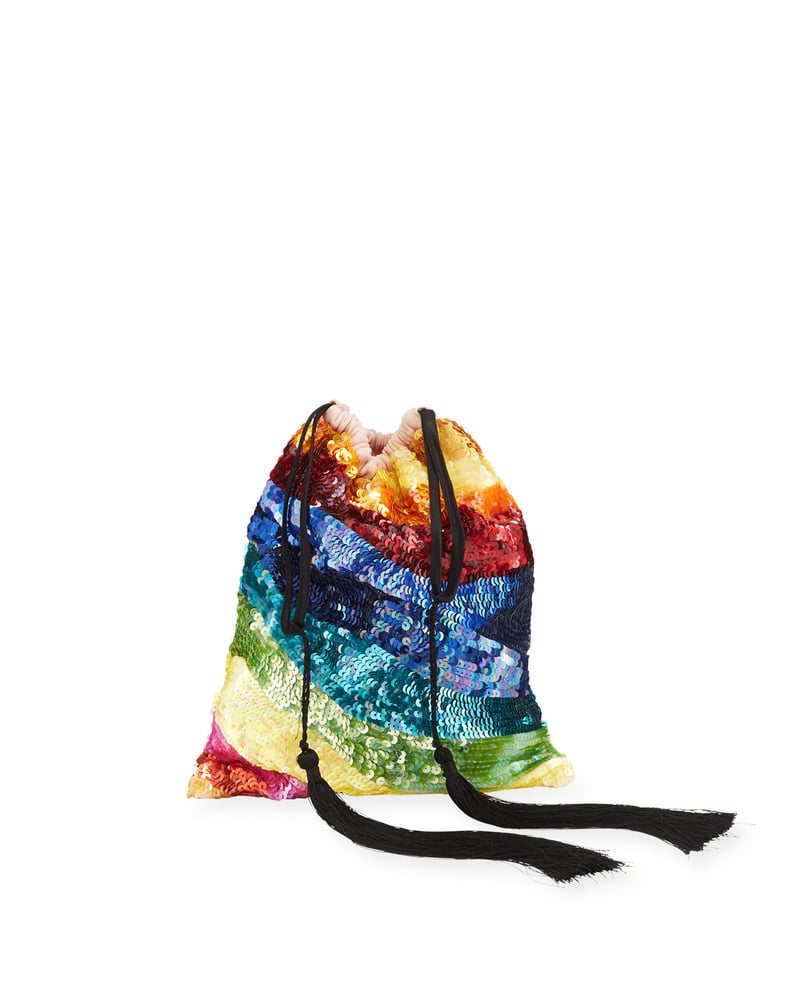 Attico Sequined Rainbow Drawstring Pouch Bag
