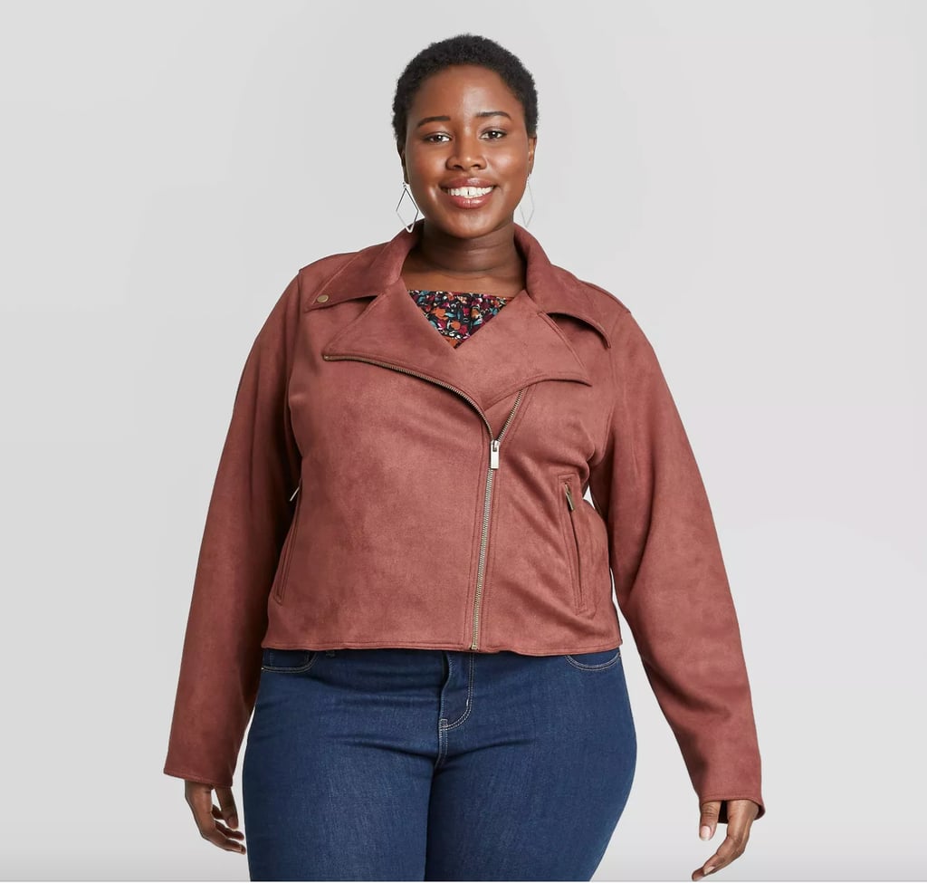 Pop of Colour: Ava & Viv Plus Size Suede Moto Jacket