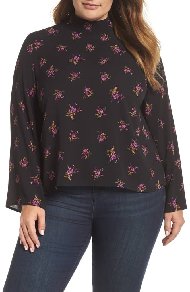 BP. Floral Mock Neck Top