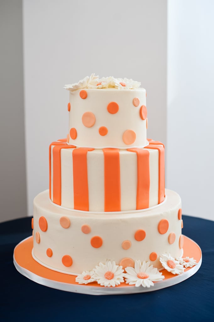 Modern meets mod in a playful orange cake.