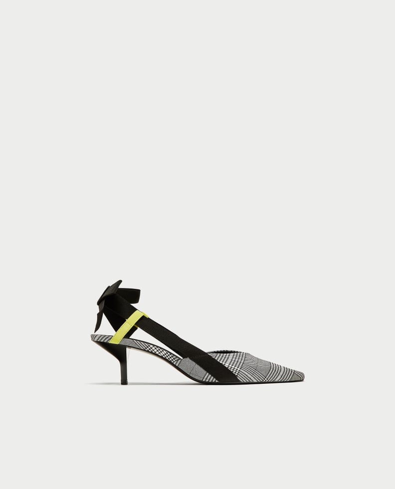 Zara Checked High Heel Slingback Shoes