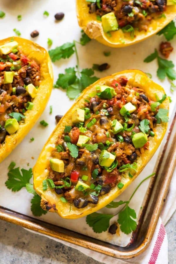 Taco Spaghetti Squash Boats | High-Protein Vegetarian and Vegan Recipes ...