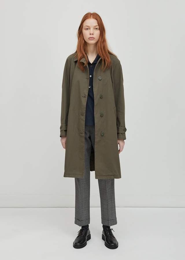 Aspesi Cotton Drill Trench Coat Olive