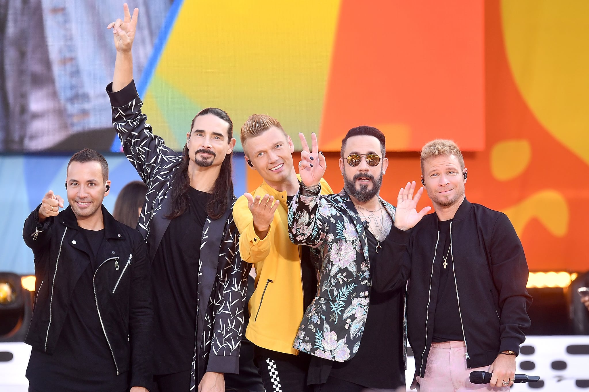 NEW YORK, NY - JULY 13: (L-R) Howie D., Kevin Richardson, Nick Carter, AJ McLean and Brian Littrell of the Backstreet Boys perform on ABC's 