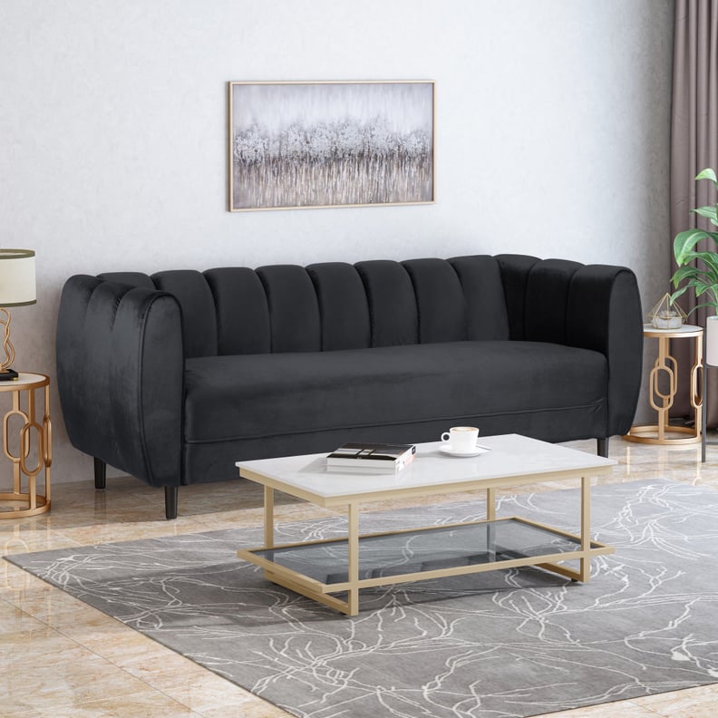 A Glam Sofa: Noble House Mohammad Modern Velvet Sofa