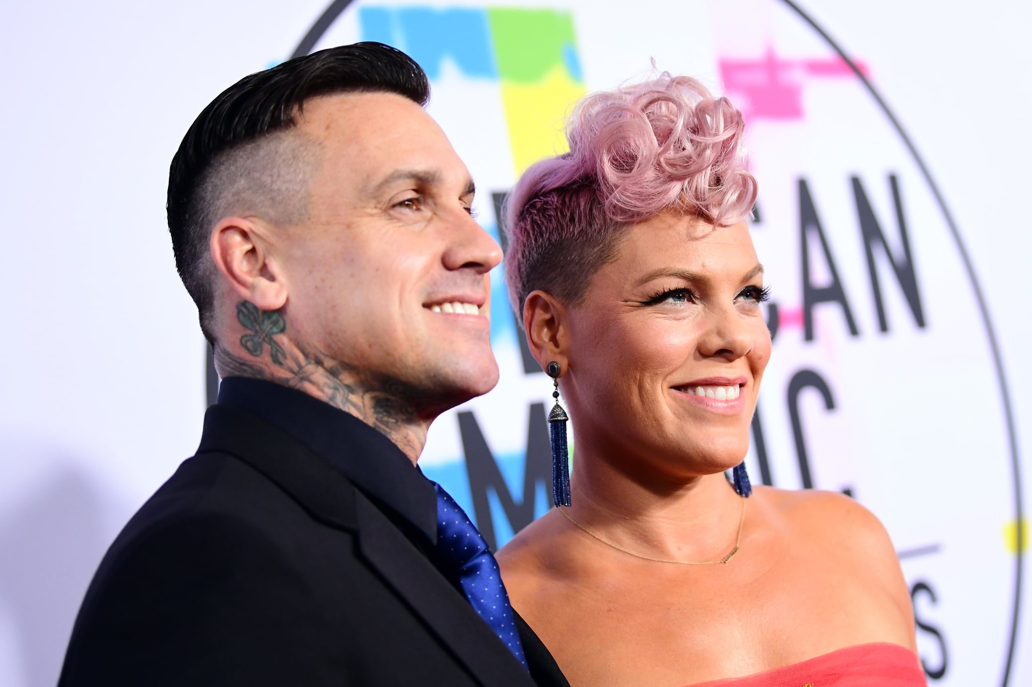 LOS ANGELES, CA - NOVEMBER 19:  Carey Hart (L) and Pink attend the 2017 American Music Awards at Microsoft Theatre on November 19, 2017 in Los Angeles, California.  (Photo by Emma McIntyre/AMA2017/Getty Images for dcp)