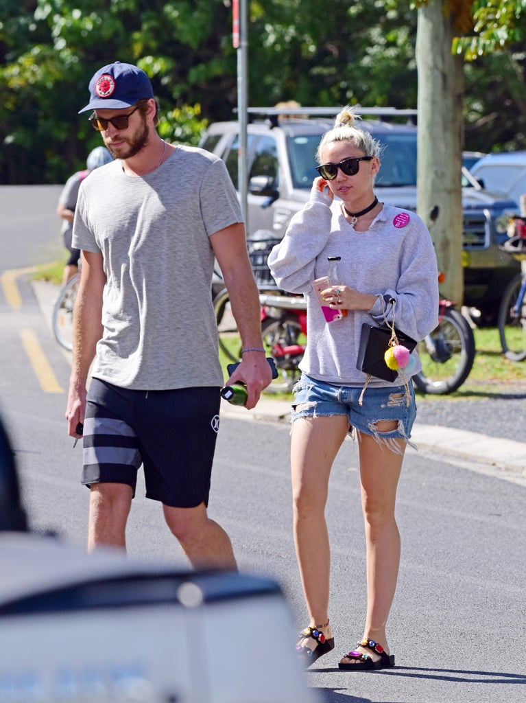 Miley Cyrus and Liam Hemsworth Having Lunch in Australia