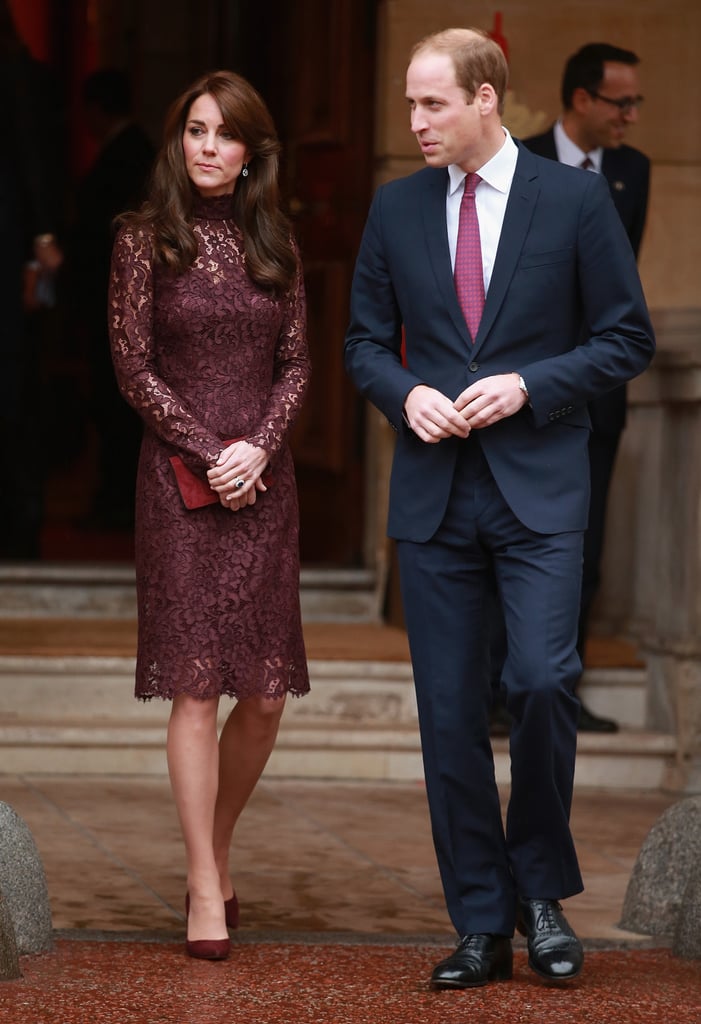 Kate Middleton Wearing Purple Lace Dress
