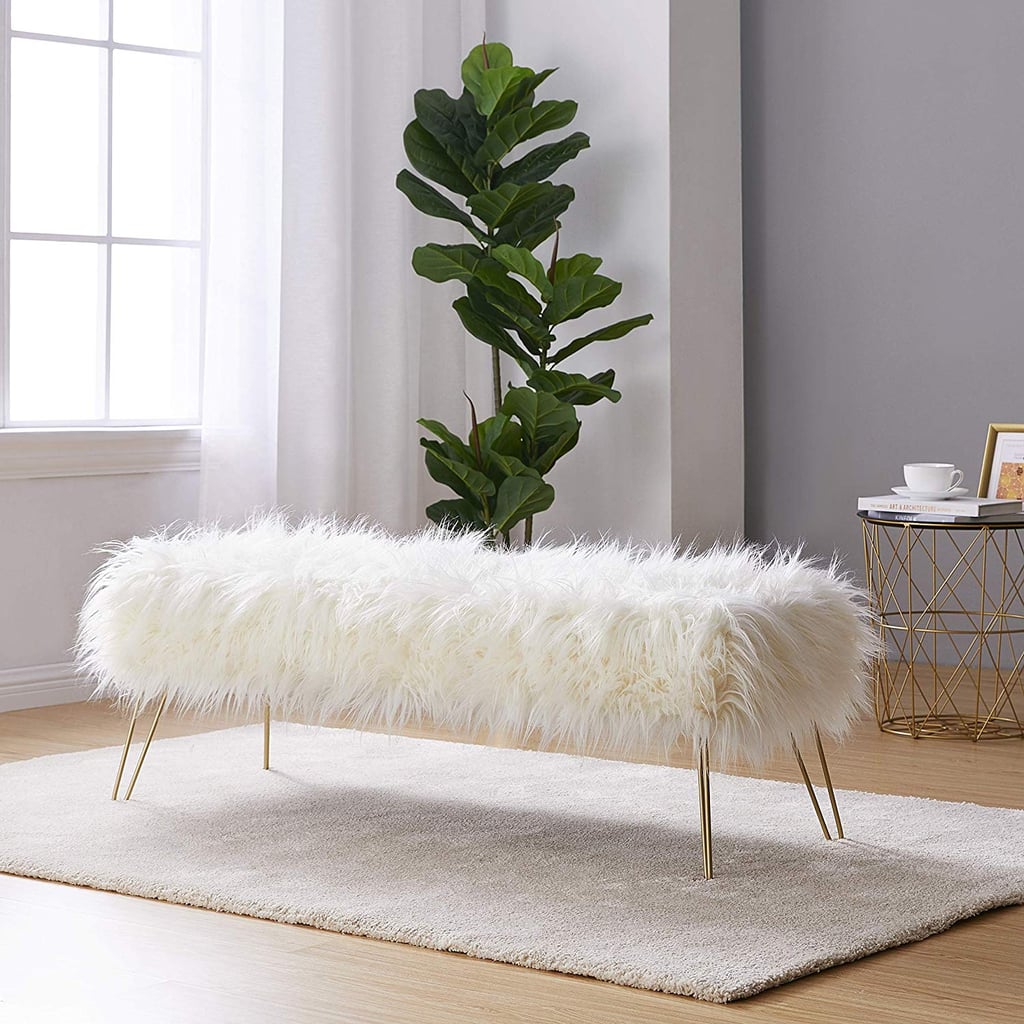 Ornavo Home Modern Contemporary Faux Fur Bench