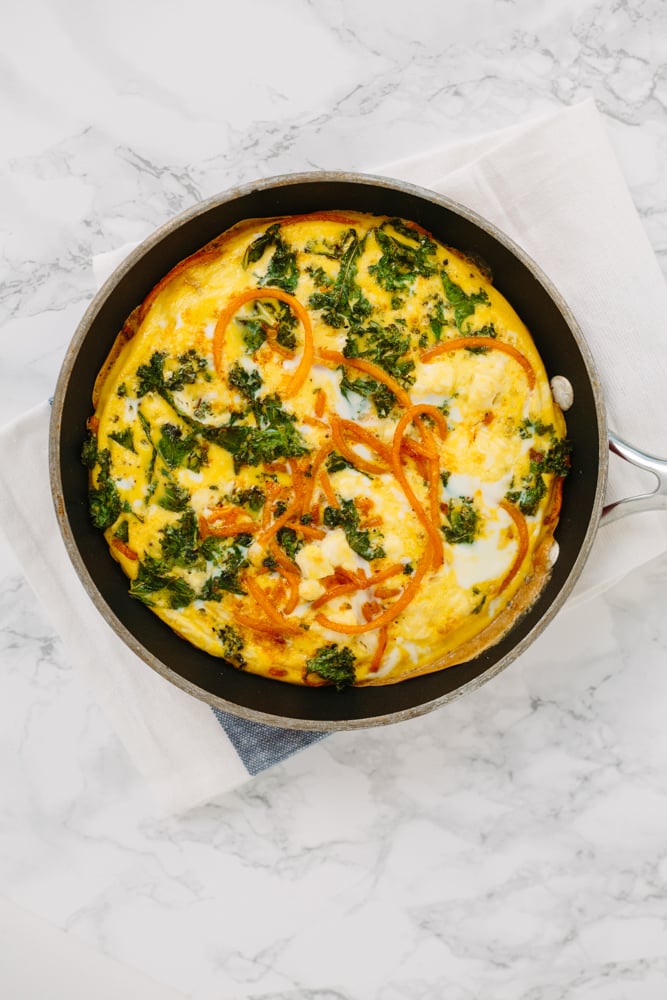 Spiralized Butternut Squash and Feta Frittata