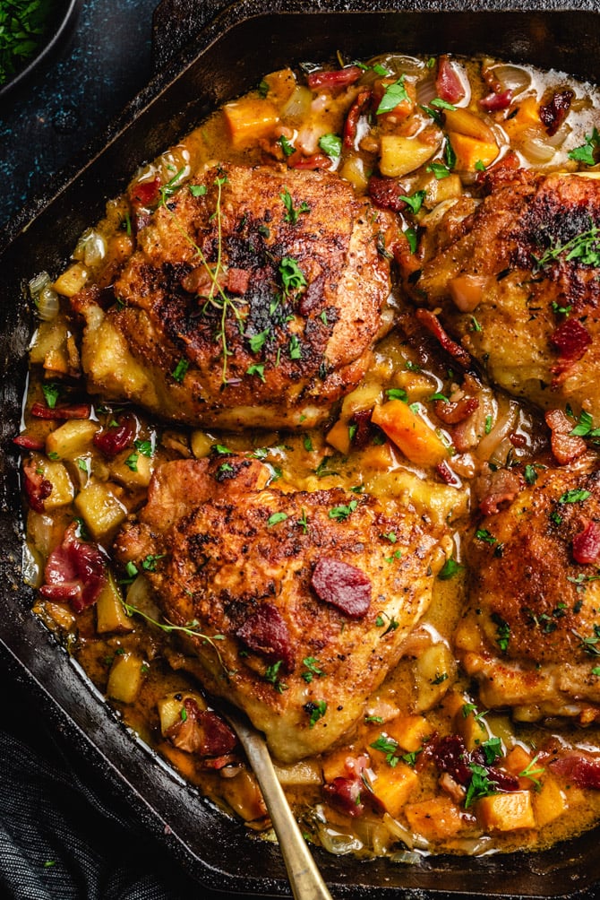 Chicken and Sweet Potato Skillet With Smoky Maple-Dijon Sauce | One-Pot ...