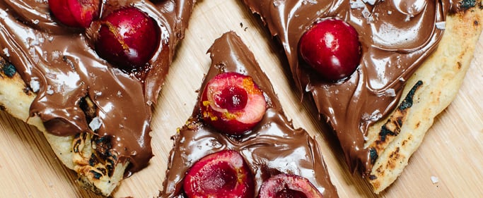 Grilled Nutella and Cherry Pizza