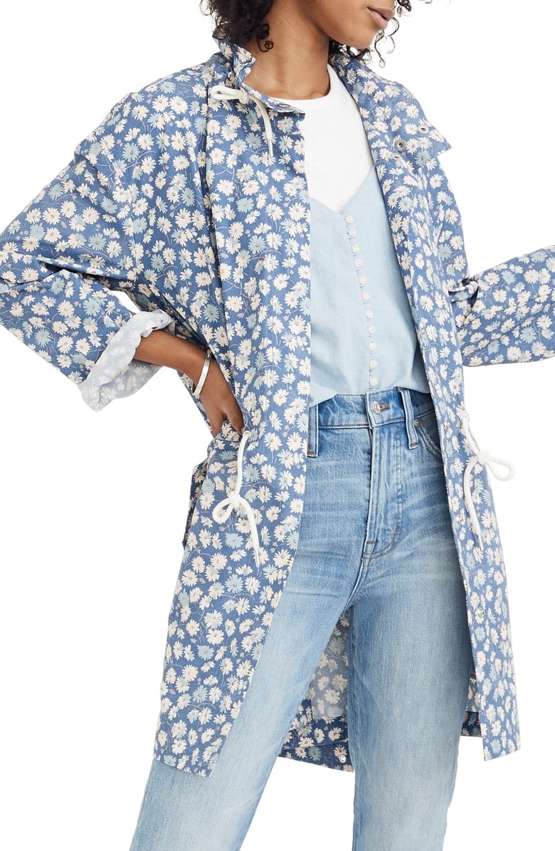 Madewell Ruffle Neck French Floral Raincoat