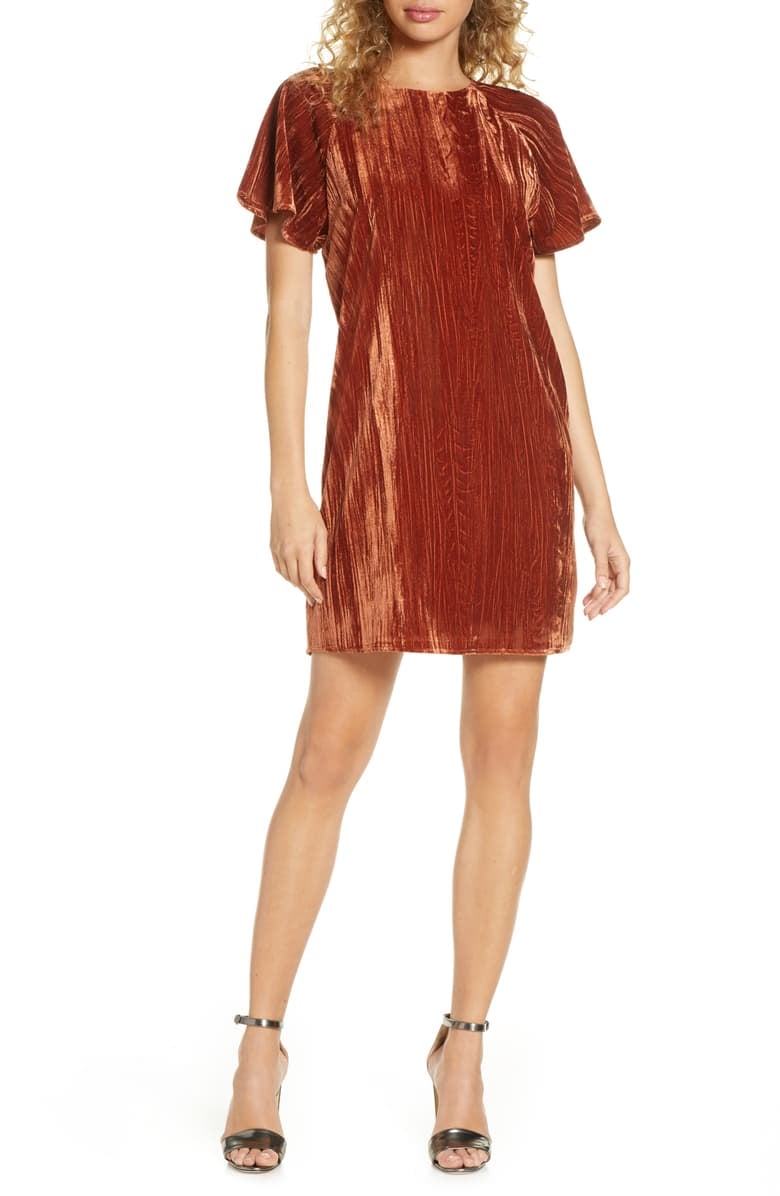 Charles Henry Velvet Shift Dress