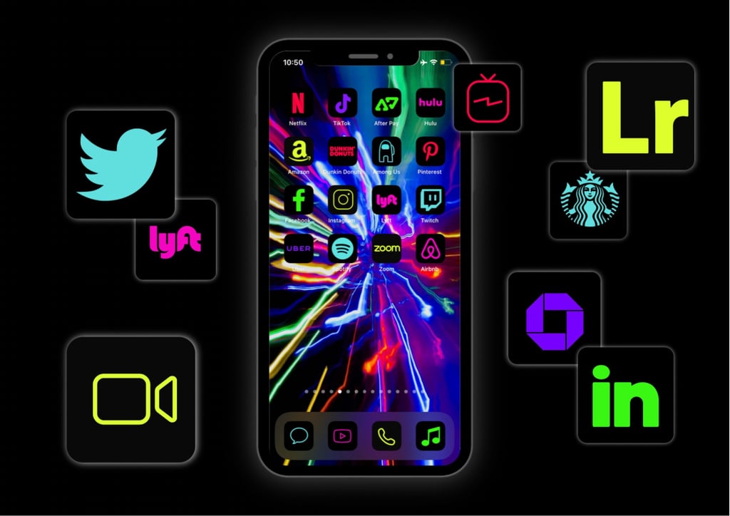 Neon Colours TikTok App Icon Pack