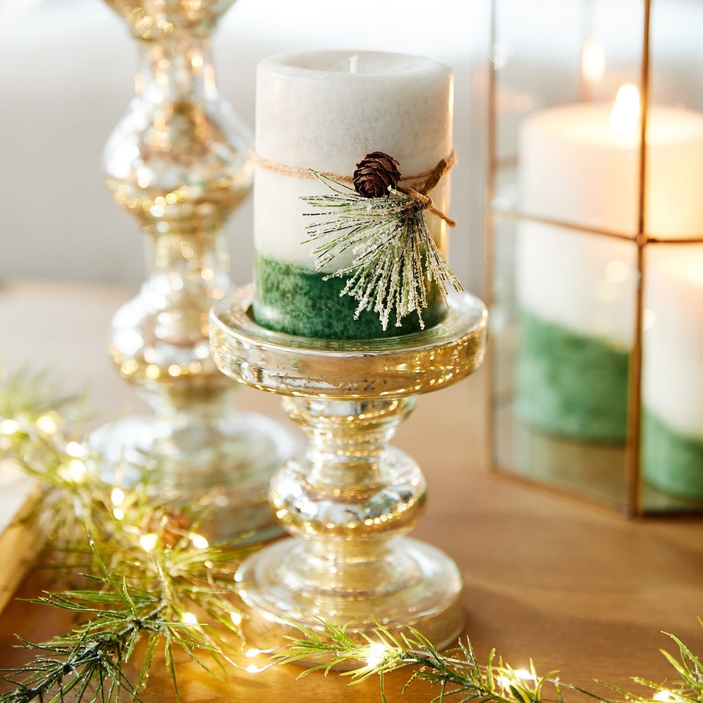 Large Holiday Forest Layered Pillar Candle