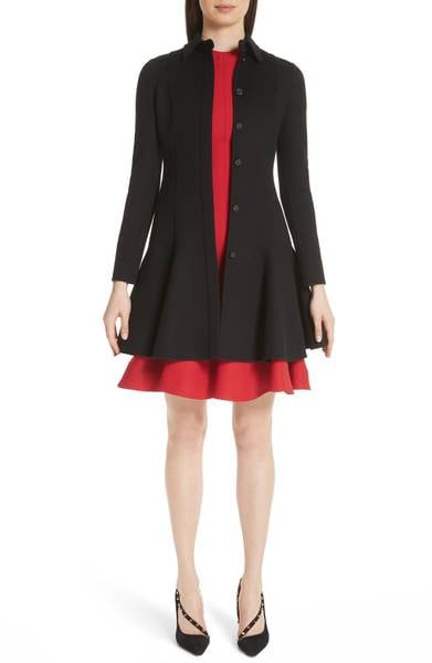 Valentino Compact Double Face Wool Peplum Coat