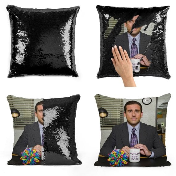 Michael Scott World's Best Boss Sequin Pillow