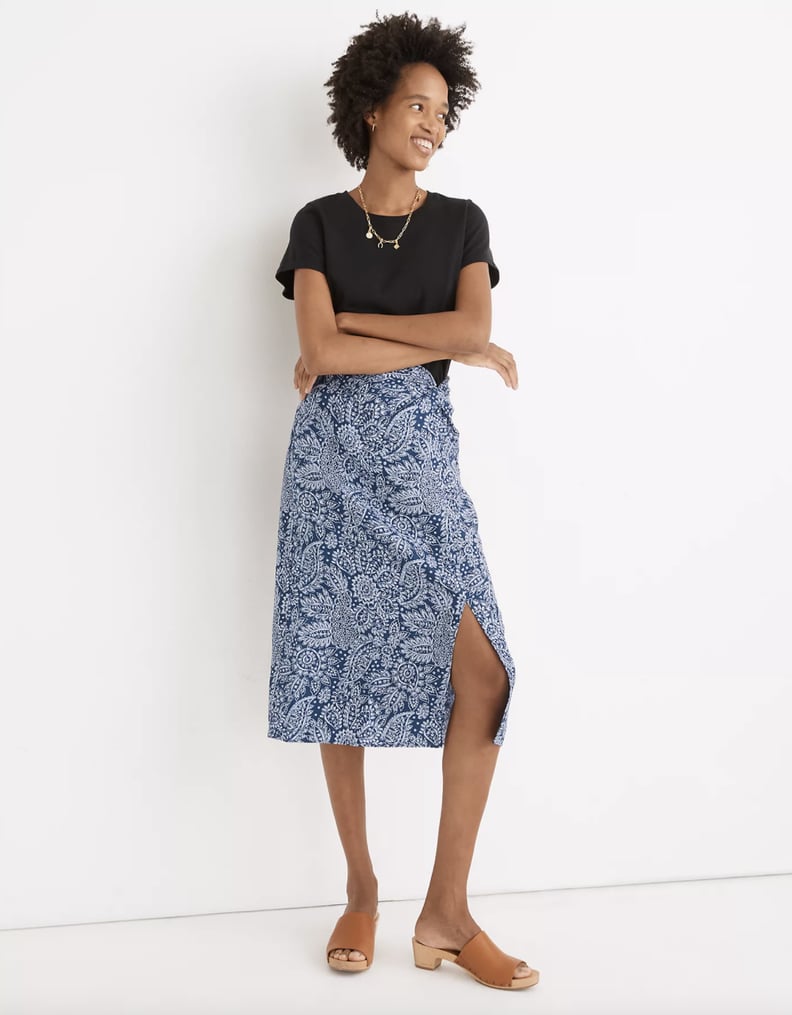 Madewell Linen-Blend Knotted Midi Skirt