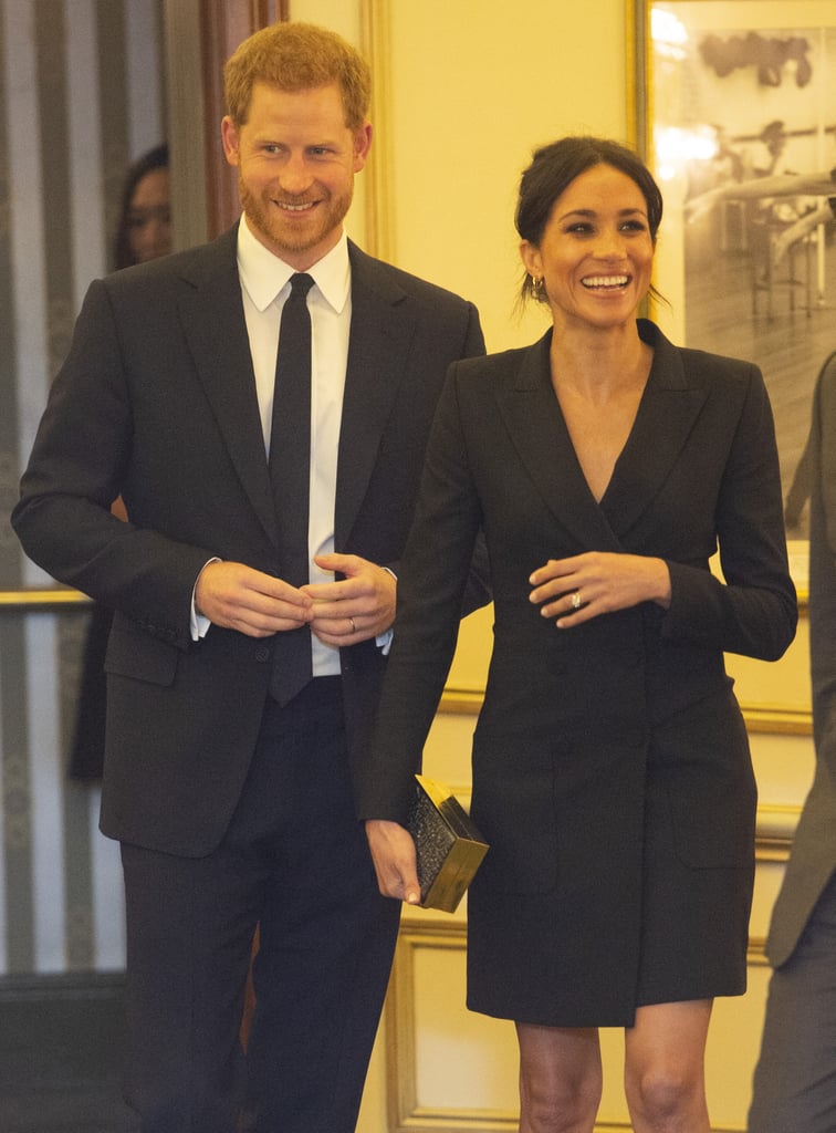 Meghan in a Black Tuxedo Dress