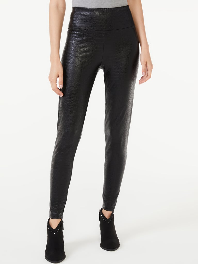 Scoop Women's Faux Leather Embossed Croc Leggings