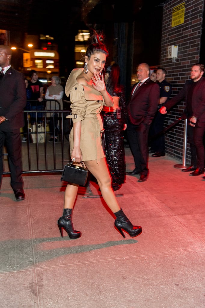 The trench dress shortened into a mini for partying after hours.