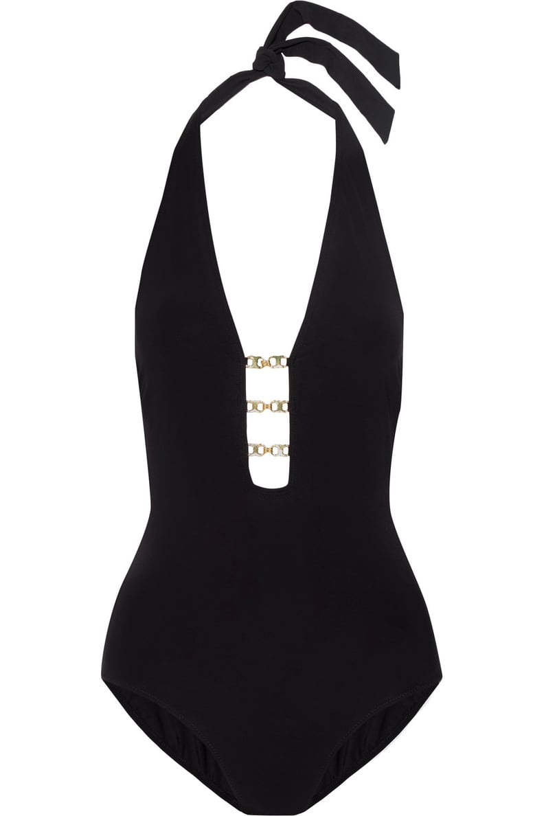 Tory Burch Gemini Embellished Halterneck Swimsuit