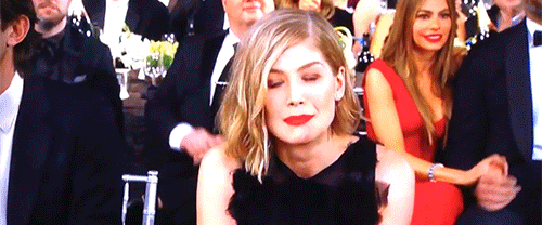 And Rosamund Pike couldn't help but laugh at her Gone Girl clip.