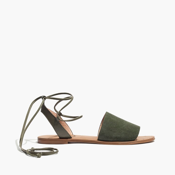 Madewell The Rena Lace-Up Sandal in Suede