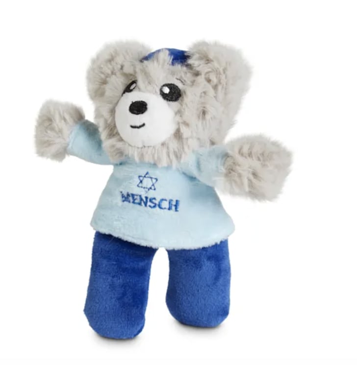 Holiday Tails Hanukkah Plush Flat Bear Dog Toy with Squeaker, Medium