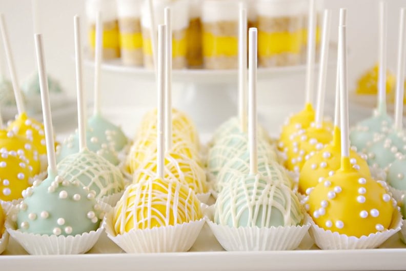 Baby Blue and Yellow Pastel Sprinkles and Drizzled Cake Pops
