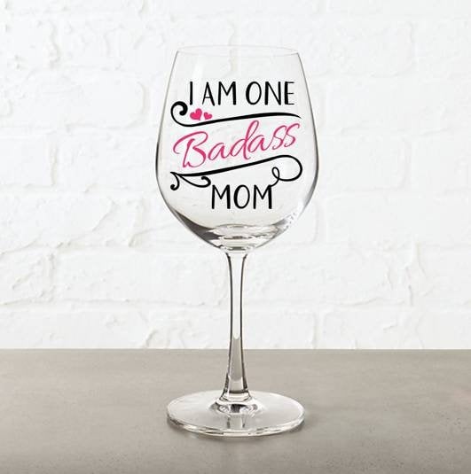Badass Mom Wine Glass