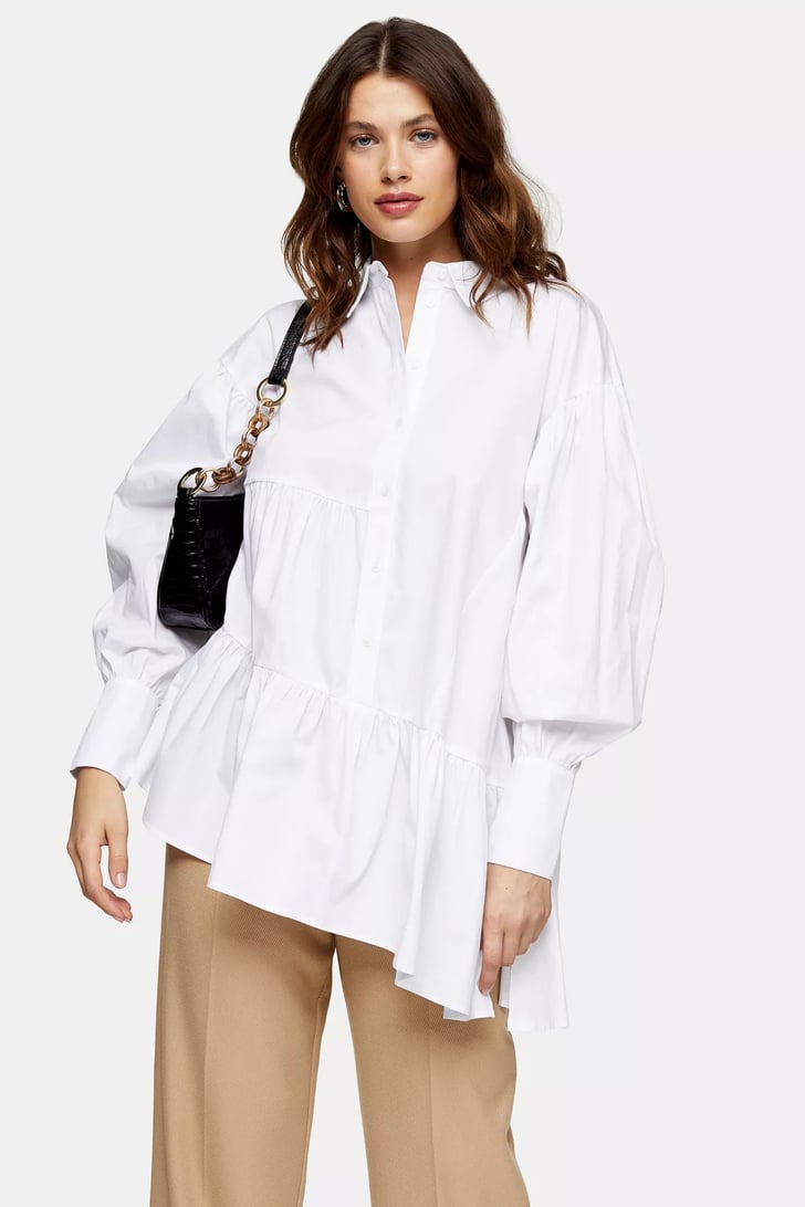 asymmetric poplin top