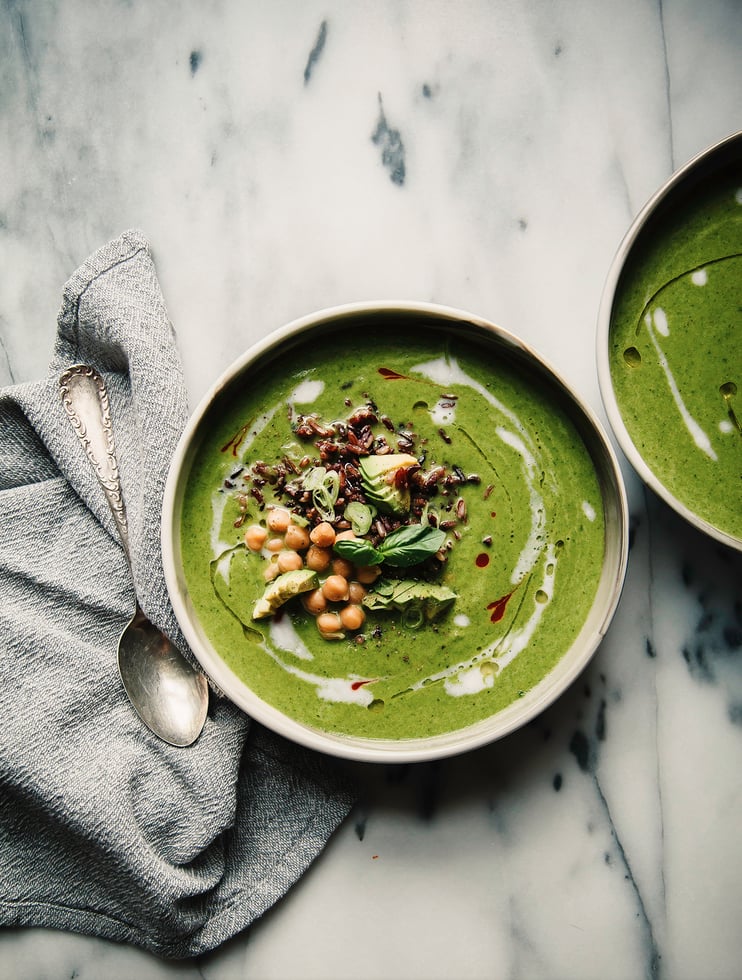 Coconut Green Soup With Celery, Kale, and Ginger