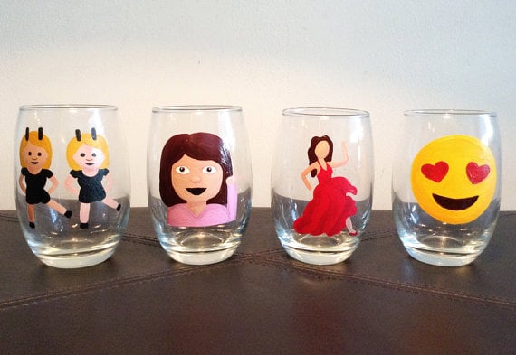 Emoji stemless wine glass set of four