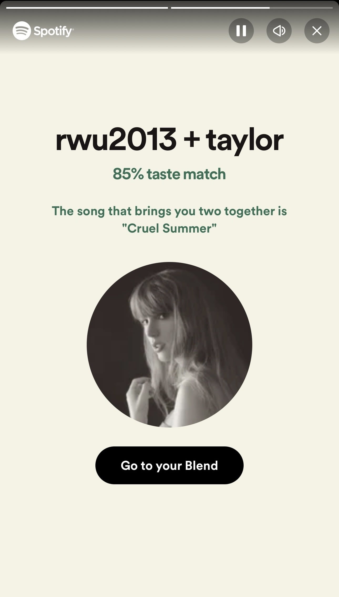 Spotify Blend Taste Match Results