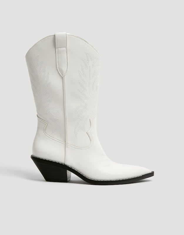 Pull&Bear White Cowboy Boots