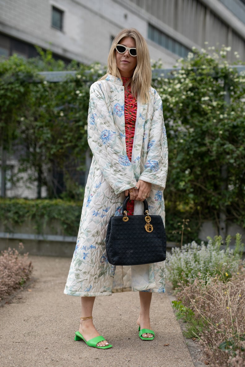 Style Green Heels With a Printed Jacket