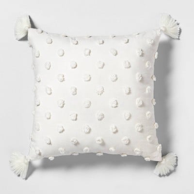 Texture Dot Throw Pillow With Tassels