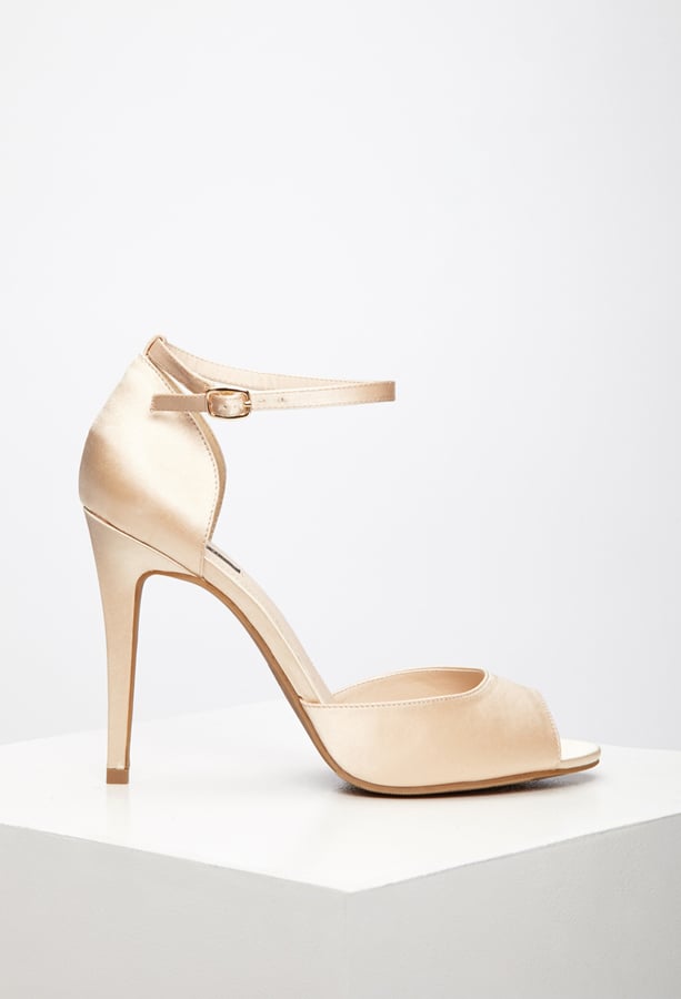 selah ivory satin ankle strap heels