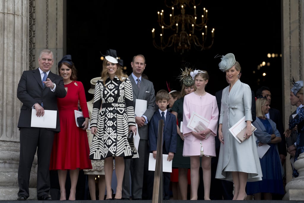 Prince Andrew, His Daughters, Prince Edward, and His Family Attend the Queen's 90th Birthday in 2016