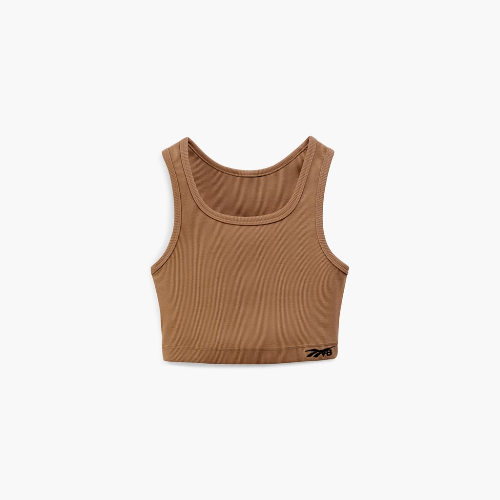 Reebok Victoria Beckham Rib Crop Top in Beige