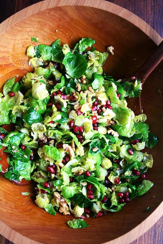 Brussels Sprouts Salad With Pomegranate, Walnuts, and Jalapeño