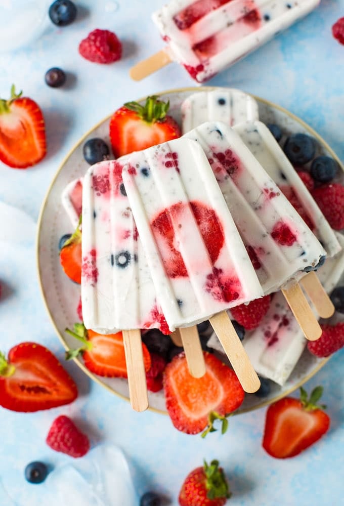 Fruity Chia Seed Coconut Popsicles